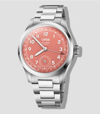 Reloj Unisex Big Crown Pointer Date casual plateado, terracota
