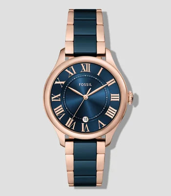 Reloj para Mujer Clasico Oro Rosa, Azul