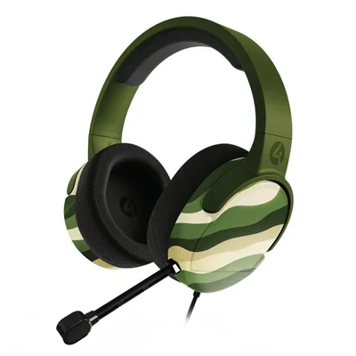 Audífonos Gamer 4Gamers XP-PANTHER-WF-B Verde Camuflaje de Ondas Over-Ear Xbox One Xbox Series Nintendo Switch PC Smartphone Alámbricos 3.5mm