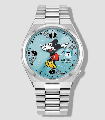 Reloj Unisex Tsuyosa Micky Mouse Casual, Plateado