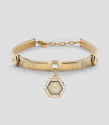 Reloj collar para Mujer Snake Hexagon casual dorado