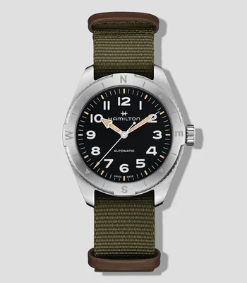 Reloj Unisex Khaki Field casual plateado, verde