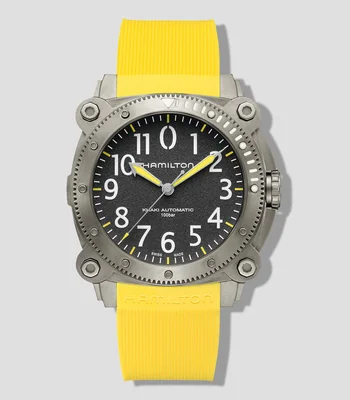 Reloj Unisex Khaki Navy deportivo plateado, amarillo
