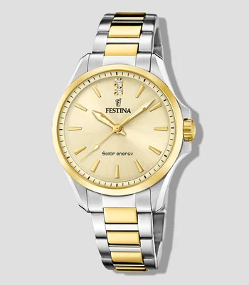 Reloj para Mujer Solar Energy Casual Plateado, Dorado