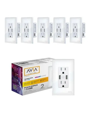 Pack 6 Placas Dúplex Smart 2 Puertos USB
