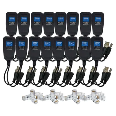 8 Pares Video Balun Cctv Rj45 Bnc Transceptor Pasivo 4k 8mpx