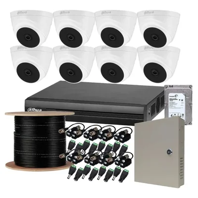 Kit Vigilancia Dahua 8 Camaras domo 2mpx Full HD 1Tb Deteccion rostros