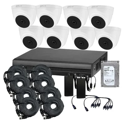 Kit CCTV Seguridad Dahua 8 cam domo 2mpx 1Tb nocturna Movimiento