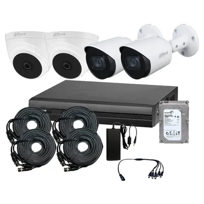 Kit CCTV Seguridad 2 cam domo 2 bullet 2mpx microfono Rostros