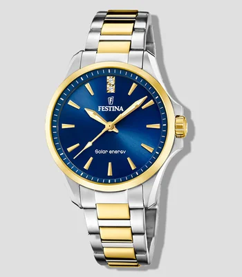 Reloj para Mujer Solar Energy Casual Azul, Dorado