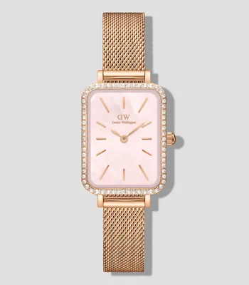Reloj para Mujer Quadro Madre Perla Braz Mesh Casual, Rosa