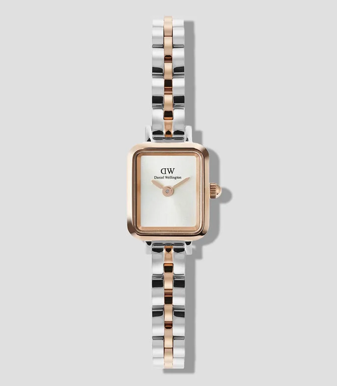 Reloj para mujer Quadro Mini Rect 3 Hands casual, color oro rosa