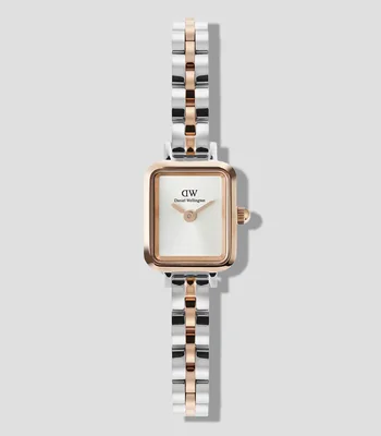 Reloj para mujer Quadro Mini Rect 3 Hands casual, color oro rosa