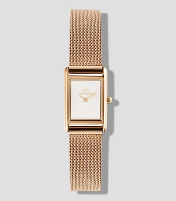 Reloj para mujer Bound Mini Rect 3 Hands casual, color oro rosa
