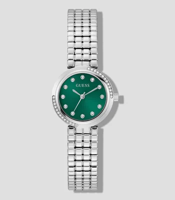 Reloj para Mujer Clara Casual Verde, Plateado