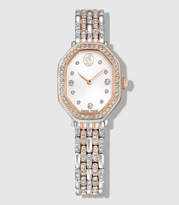 Reloj para Mujer Dextera Octagon casual plateado, tono oro rosa