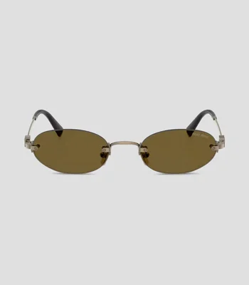 Lentes de sol ovalados dorados Unisex