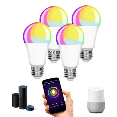 Set de 4 focos inteligentes Fratech con conexión Wifi con luz blanca y rgb