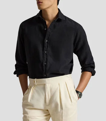 Camisa lisa manga larga Hombre