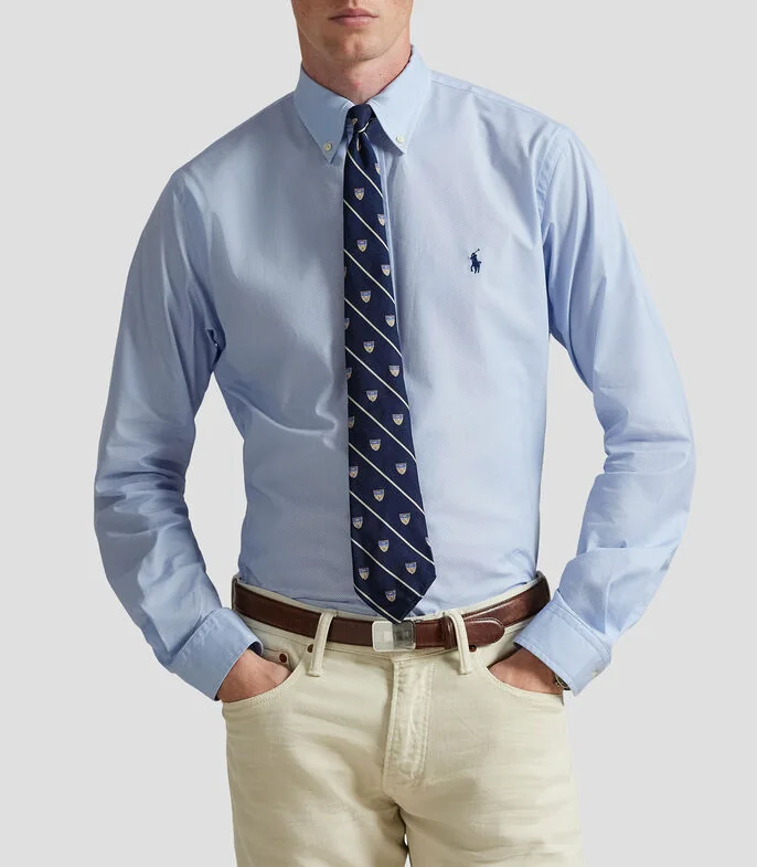 Camisa con microdiseño manga larga Hombre