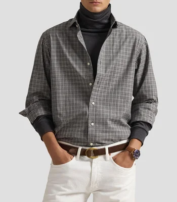 Camisa de cuadros manga larga Hombre
