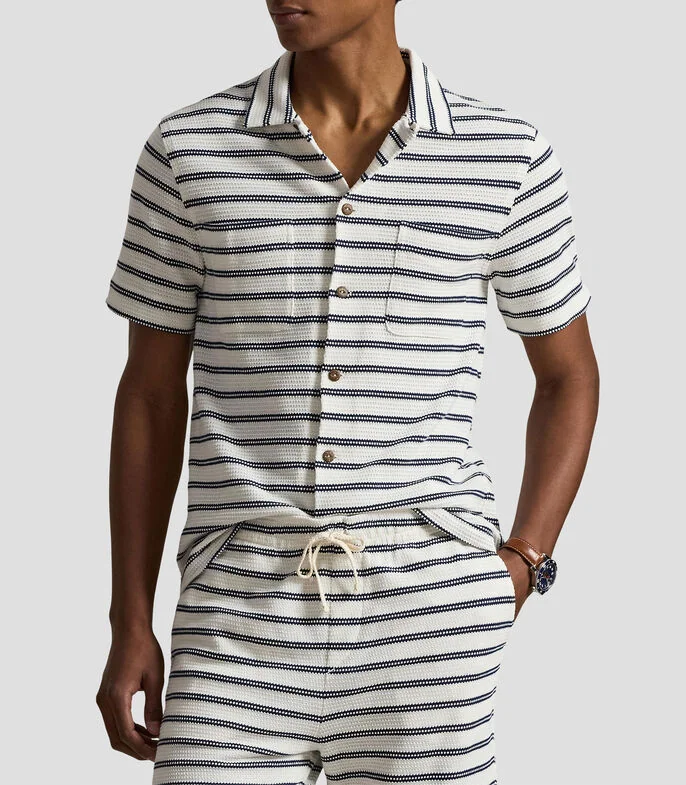 Camisa a rayas manga corta Hombre