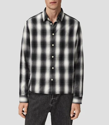 Camisa a cuadros manga larga Hombre