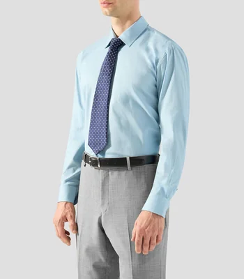 Camisa de vestir con microdiseño y manga larga Hombre