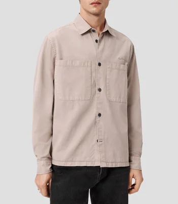 Sobrecamisa lisa con manga larga Hombre