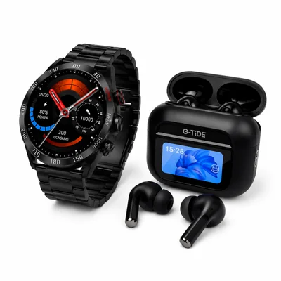 Smartwatch Filwans GTR (Negro) + Audífonos G-Tide Future Pods (Negro)