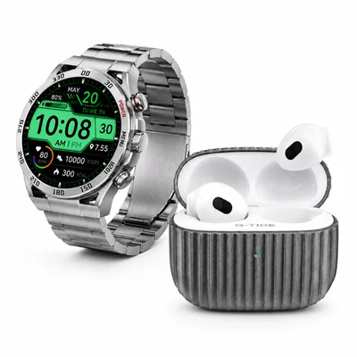 SMARTWATCH FILWANS GTR (PLATA) + AUDIFONOS G-TIDE H21 (METAL)