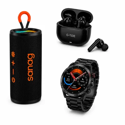 SMARTWATCH FILWANS GTR (NEGRO)+ BOCINA SANAG M15 (NEGRA) + AUDIFONOS G-TIDE L42 (NEGRO)