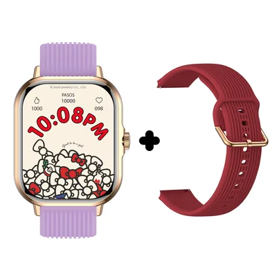 Smartwatch Nu Nordic Hello Kitty Color Morado Con Correa Extra