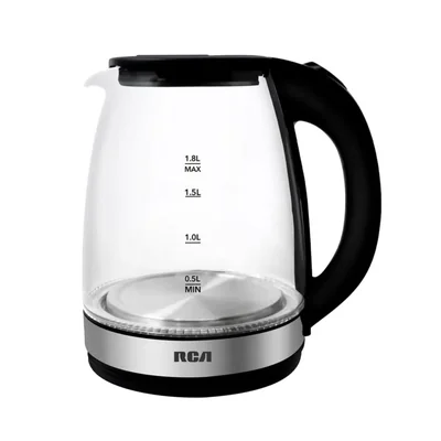 Tetera Eléctrica de Vidrio con Luz Led 1.8 Litros, tetera, tetera eléctrica, tetera de vidrio, tetera de vidrio con luz, RC-328, RCA