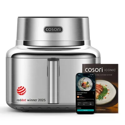 Freidora COSORI Iconic de acero inoxidable 6.5 L Smart 450 °F