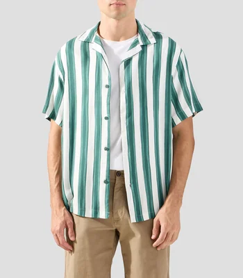 Camisa de rayas manga corta Hombre