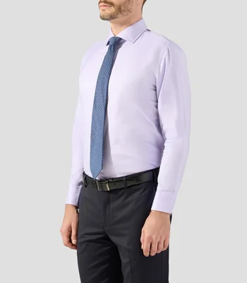 Camisa de vestir lisa con manga larga Hombre