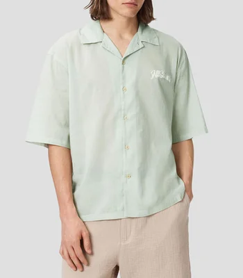 Camisa estampada con manga corta Hombre