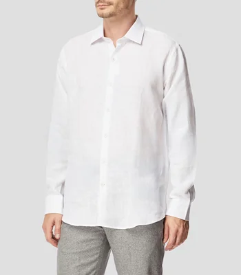 Camisa lisa de lino con manga larga Hombre