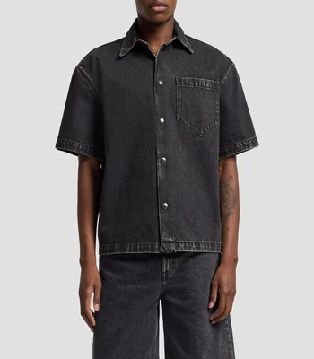 Camisa en mezclilla manga corta Hombre