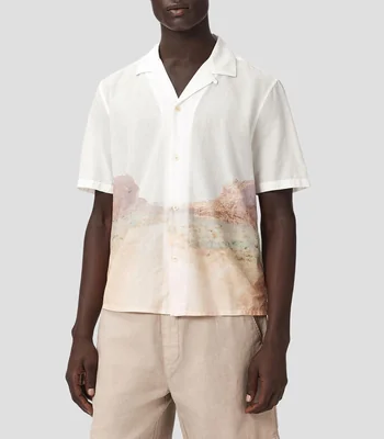 Camisa estampada con manga corta Hombre