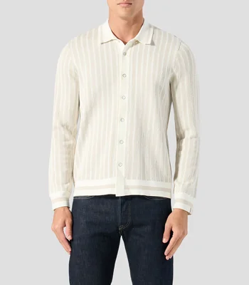 Camisa a rayas manga larga Hombre