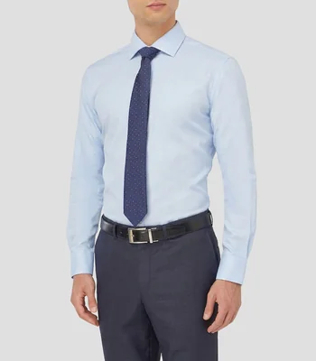 Camisa con microdiseño manga larga Hombre