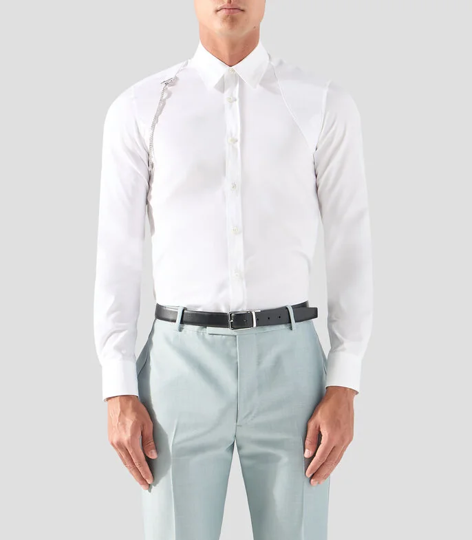Camisa lisa con manga larga Hombre