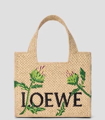Bolsa Loewe Font Tote pequeño en rafia Mujer