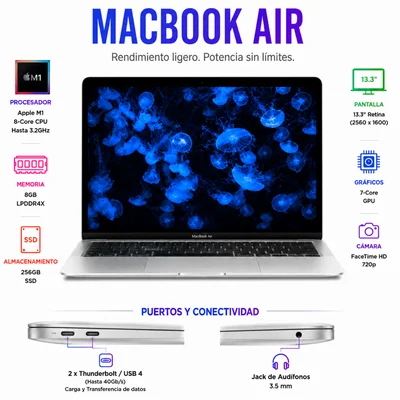 Laptop Apple MacBook Air 13.3 Reacondicionada Chip M1 8GB RAM 256GB SSD