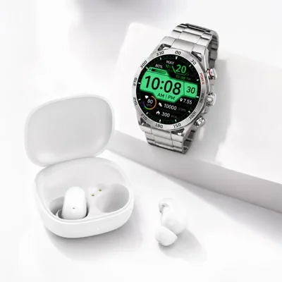 SMARTWATCH FILWANS GTR PLATA + AUDIFONOS REDMI BUDS 6 PLAY BLANCO