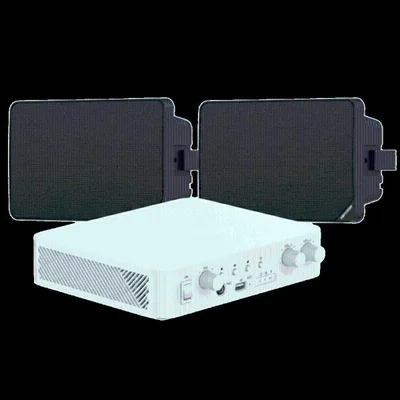 Kit de Audio | 70/100V | 2 Altavoces de pared | Bluetooth | Color Negro | Hik-Connect