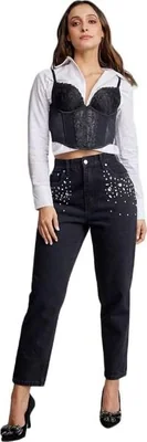 Jeans casual dama negro Atmosphere Dnm modelo MOM8