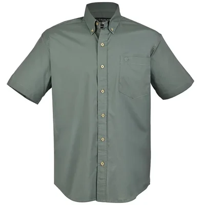 Camisa Casual Lisa Verde Cavalatti Manga Corta para Hombre